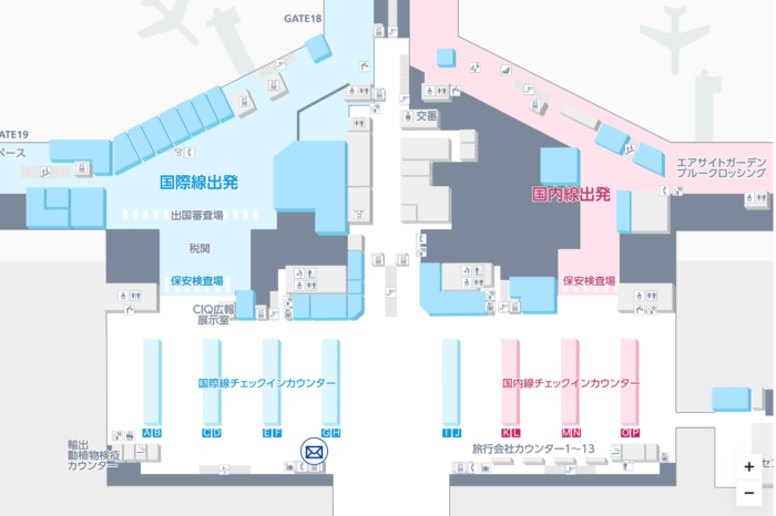 セントレア空港第一ターミナルポストの位置