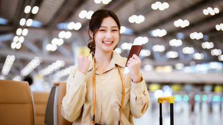 深夜の仁川空港でおすすめの過ごし方をする女性